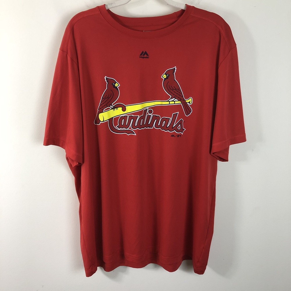 St Louis Cardinals Majestic Evolution Tee Cool Base Shirt Mens 2XL Red MLB